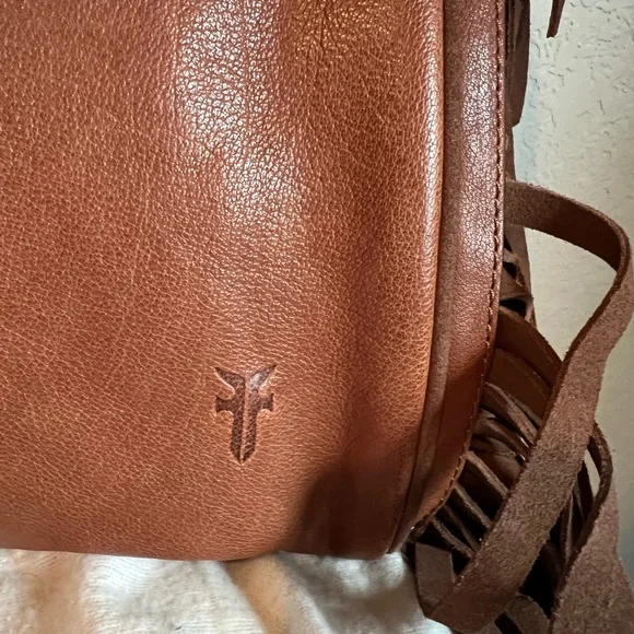 Frye Tan Leather Fringe Shoulder Bag